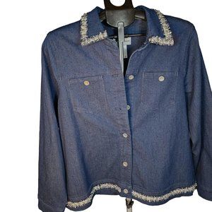 Alfred Dunner‎ Embellished Dark Wash Denim Jean Jacket Size 12